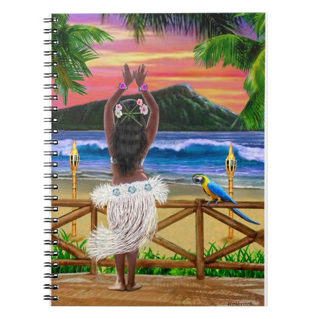 HAWAIISCHER SONNENUNTERGANG HULA NOTIZBLOCK (Vorderseite)