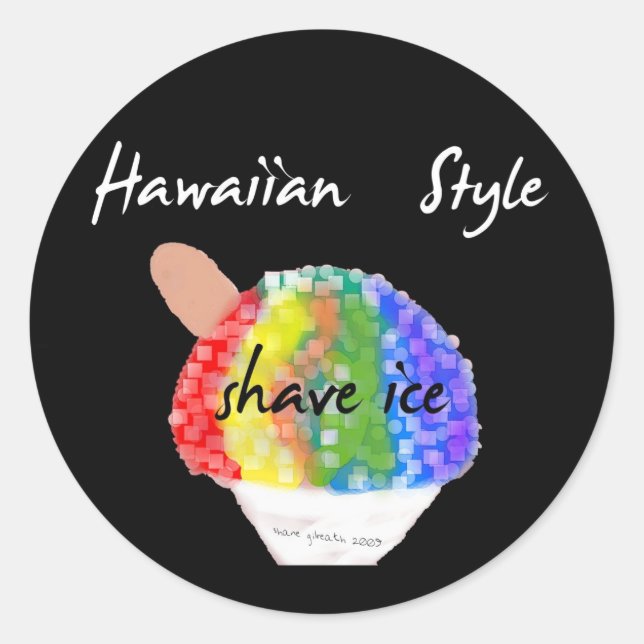 Hawaiisches Art-Rasur-Eis-runder Aufkleber (Vorderseite)