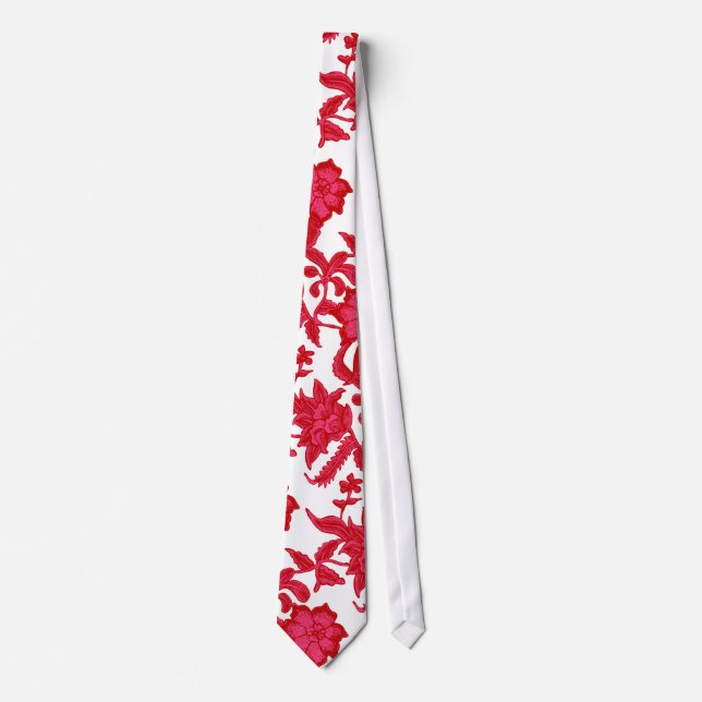 hawaiisches Blumen des Rosas und Burgunders Krawatte (Vorderseite)