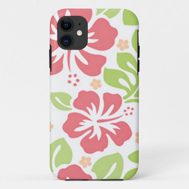 hawaiisches Blumenmuster des rosa Hibiskus Case-Mate iPhone Hülle (Rückseite)