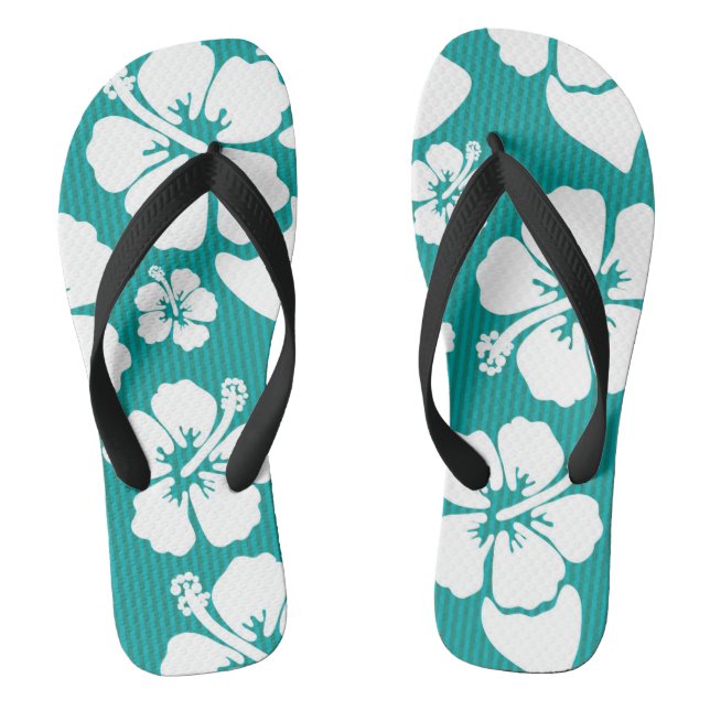 Hawaiisches Hibiskus-Blumen-Muster Flip Flops (Fußbett)