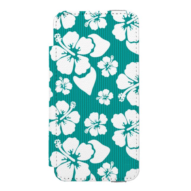 Hawaiisches Hibiskus-Blumen-Muster Incipio iPhone Geldbeutel-Hülle (Folio Vorderseite)