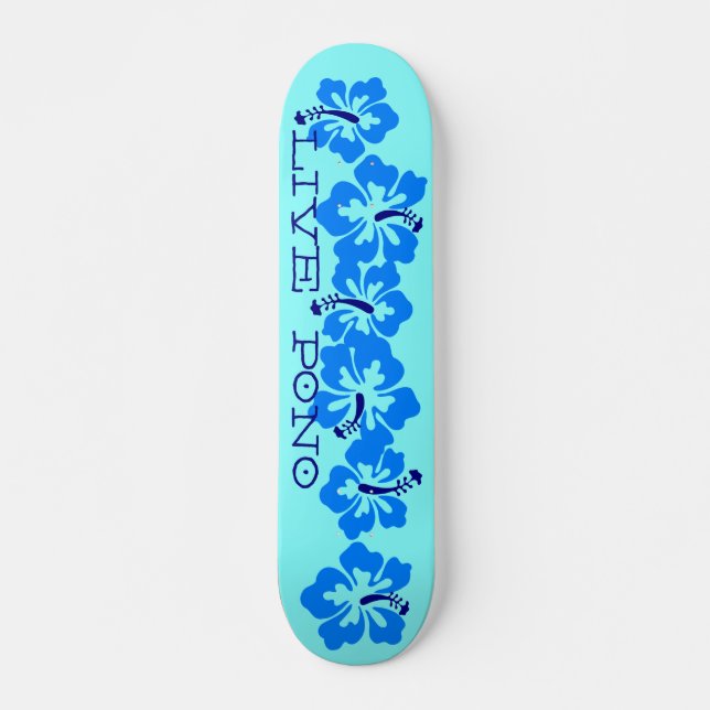 Hawaiisches Hibiskus "LivePono" Retro krasses Skateboard (Vorne)
