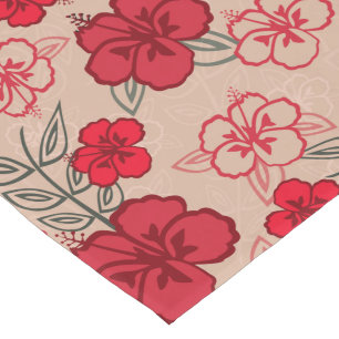 Hawaiisches Hibiskus-Muster-Rot Kurzer Tischläufer