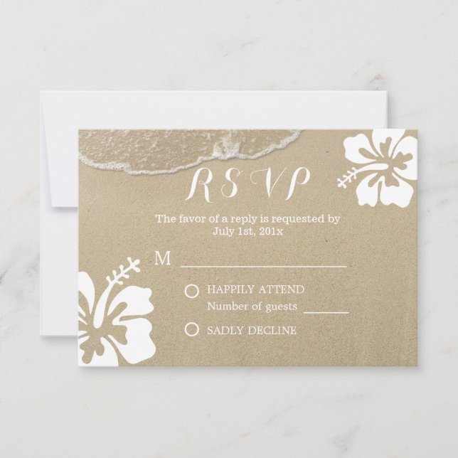 Hawaiisches Hibiskus-Sommer-Strand-Hochzeit UAWG RSVP Karte (Vorderseite)