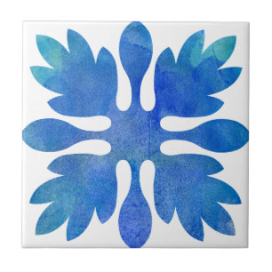 Hawaiisches Ingwer-Steppdecken-Ozean-Blau-Aquarell Fliese
