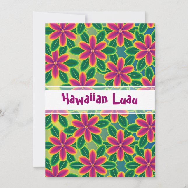 Hawaiisches Luau tropisches Blumen-Party Einladung (Vorderseite)