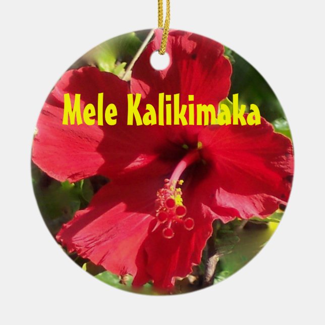 Hawaiisches Mele Kalikimaka Keramikornament (Vorne)