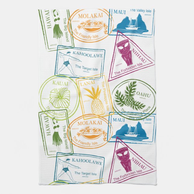 Hawaiisches Pass-Briefmarken-Küchen-Tuch Handtuch (Vertikal)