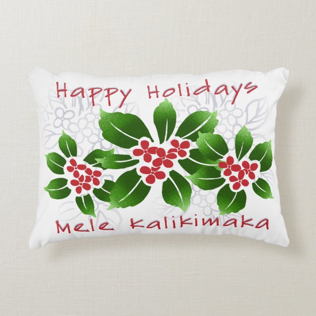 Hawaiisches Stechpalme Mele Kalikimaka Dekokissen (Vorderseite)