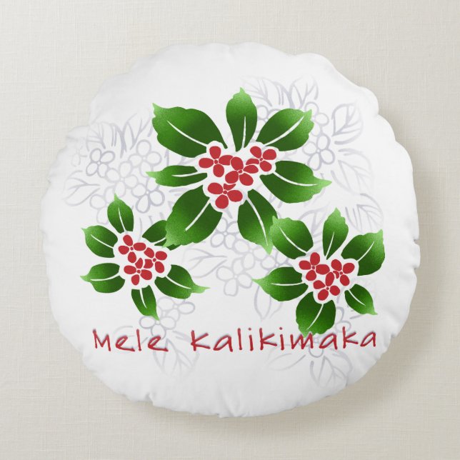 Hawaiisches Stechpalme Mele Kalikimaka Rundes Kissen (Vorderseite)