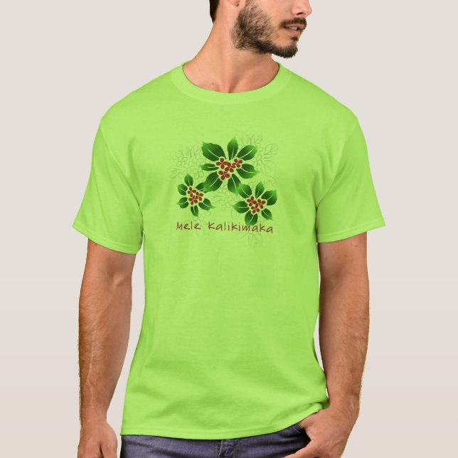 Hawaiisches Stechpalme Mele Kalikimaka T-Shirt (Vorderseite)