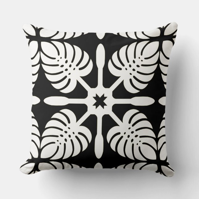 HAWAIISCHES STEPPDECKEN-KISSEN Monstera Kissen (Vorderseite)