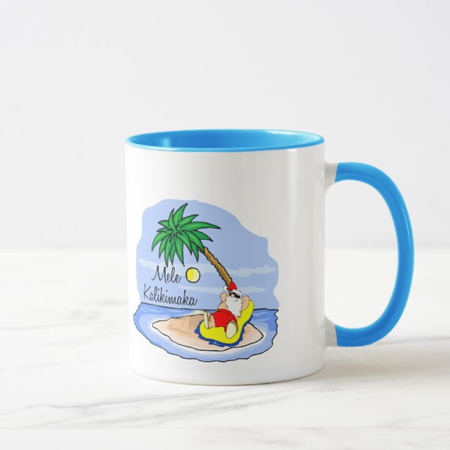 Hawaiisches T-Stück 5 Sun-Badens Sankt Weihnachts Tasse (Rechts)