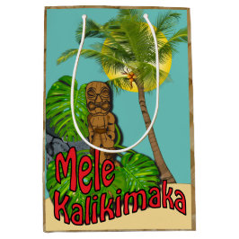 Hawaiisches Tiki Mele Kalikimaka Mittlere Geschenktüte