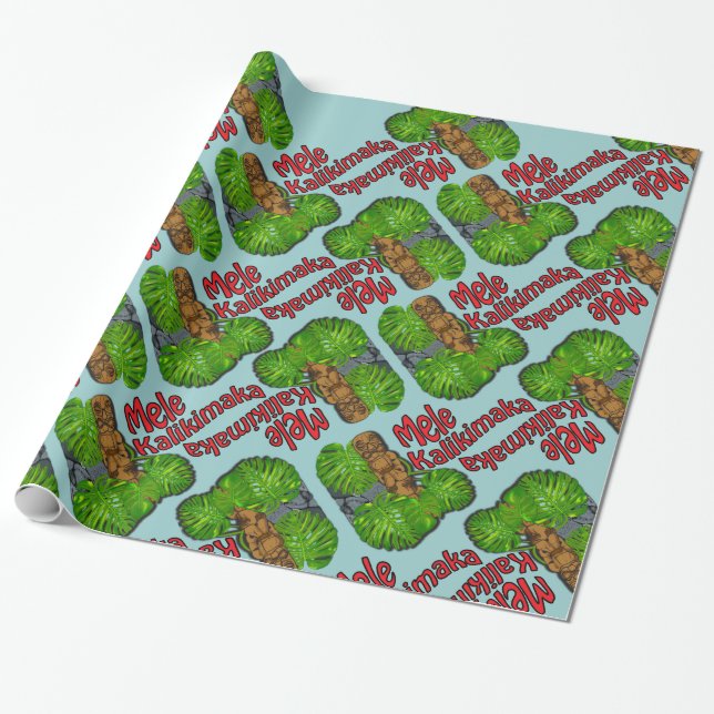 Hawaiisches Tiki Mele Kalikimaka Packpapier (Ungerollt)