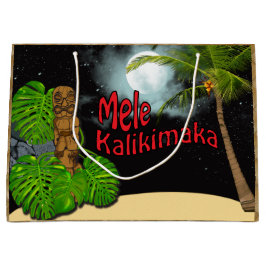 Hawaiisches Tiki Mele Kalikimaka Weihnachten groß Große Geschenktüte