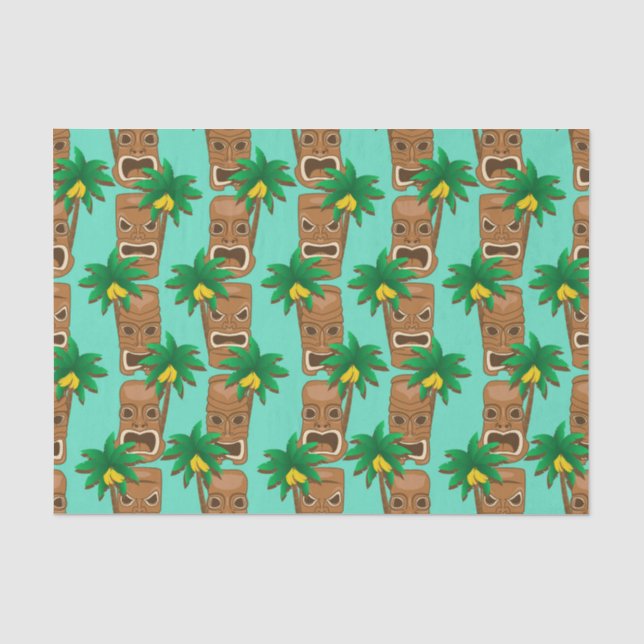 Hawaiisches Tiki Wiederholungs-Muster Seidenpapier (Vorderseite)