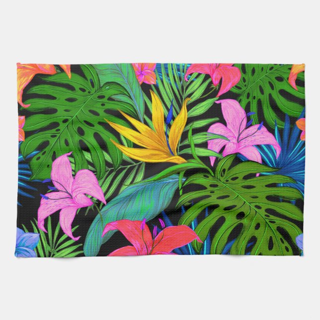 Hawaiisches tropisches Blumen-Muster Geschirrtuch (Horizontal)
