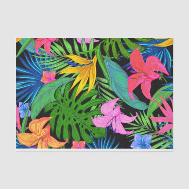 Hawaiisches tropisches Blumen-Muster Seidenpapier (Vorderseite)