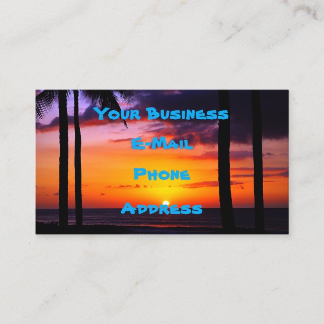 Hawaiisches tropisches Sonnenuntergang-Paradies Visitenkarte (Vorderseite)
