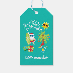 Hawaiisches Weihnachten. Weihnachtsmann Mele Geschenkanhänger