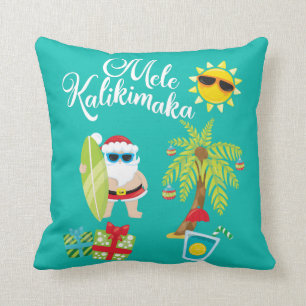 Hawaiisches Weihnachten. Weihnachtsmann Mele Kissen