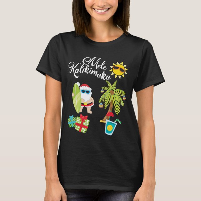 Hawaiisches Weihnachten. Weihnachtsmann Mele T-Shirt (Vorderseite)