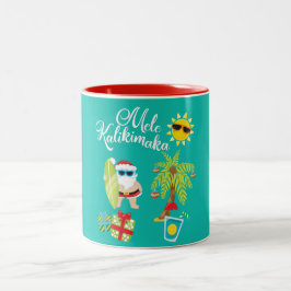 Hawaiisches Weihnachten. Weihnachtsmann Mele Zweifarbige Tasse