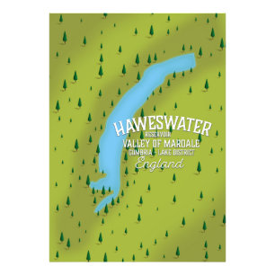 Haweswater Reservoir travel map poster. Fotodruck