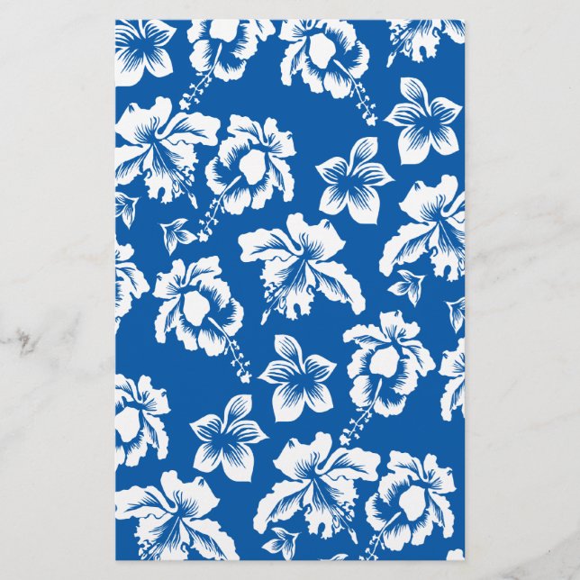 Hawiian Blue Blume Pattern Briefpapier (Vorderseite)
