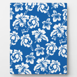 Hawiian Blue Blume Pattern Fotoplatte
