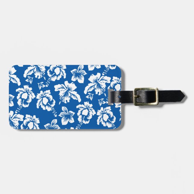 Hawiian Blue Blume Pattern Gepäckanhänger (Vorderseite horizontal)
