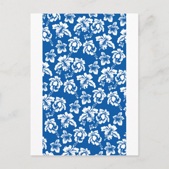 Hawiian Blue Blume Pattern Postkarte (Vorderseite)