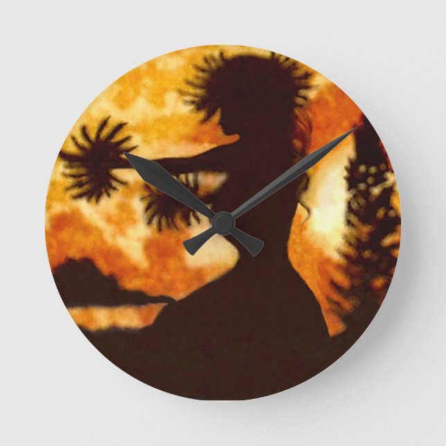 Hawiian Hula Dancer Runde Wanduhr (Vorderseite)