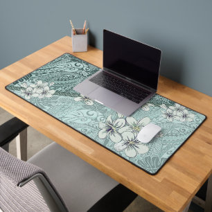 Hawiian Seafoam Green Tape und Plumeria Schreibtischunterlage