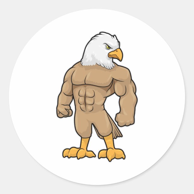 Hawk als Bodybuilder mit Six Pack Runder Aufkleber (Vorderseite)