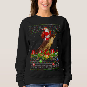 Hawk Bird Ugly Santa Riding Hawk Weihnachten Sweatshirt