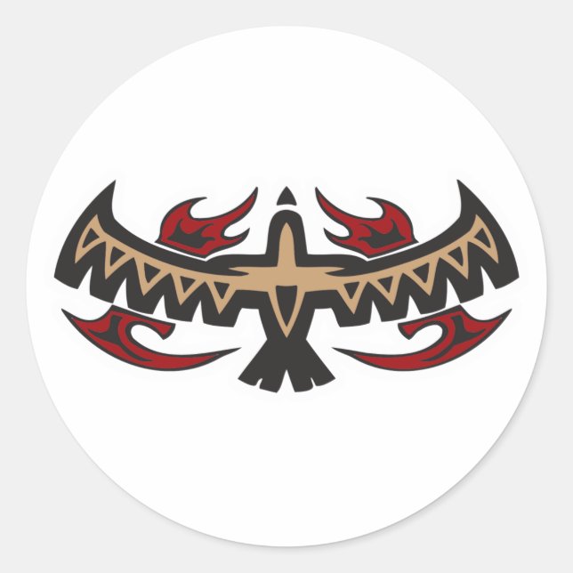 Hawk Eagle Tribal Tattoo Runder Aufkleber (Vorderseite)