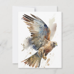 Hawk in Wasserfarben Feiertagskarte