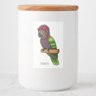 Hawk-Kopfpapageien-Vogel-Cartoon-Illustration  Lebensmitteletikett