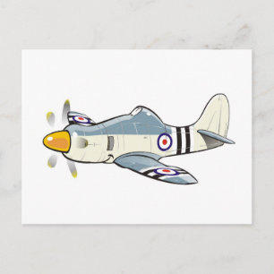 Hawker Fury Karikatur Postkarte
