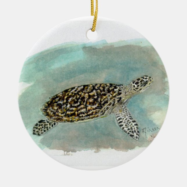 Hawksbill Meeresschildkröteverzierung Keramikornament (Vorne)