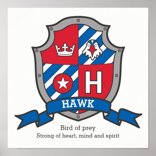 Hawkys Name bedeutet heraldry Schild (Vorne)