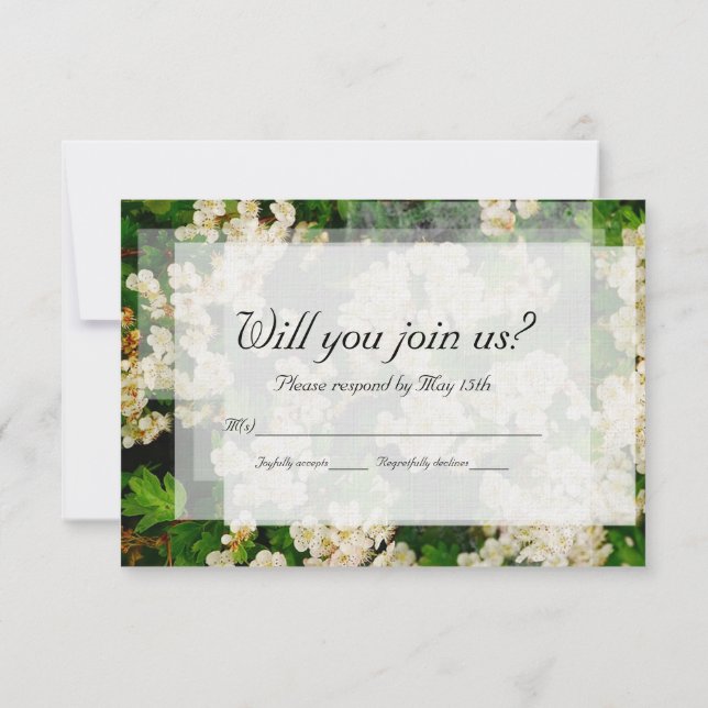 Hawthorn Blossom Wedding RSVP Card Einladung (Rückseite)