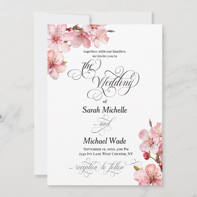 Hawthorn Elegant Calligraphy Wedding Invitation (Devant)
