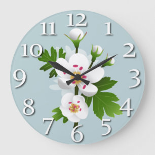 Hawthorn Flowers Large Clock Große Wanduhr