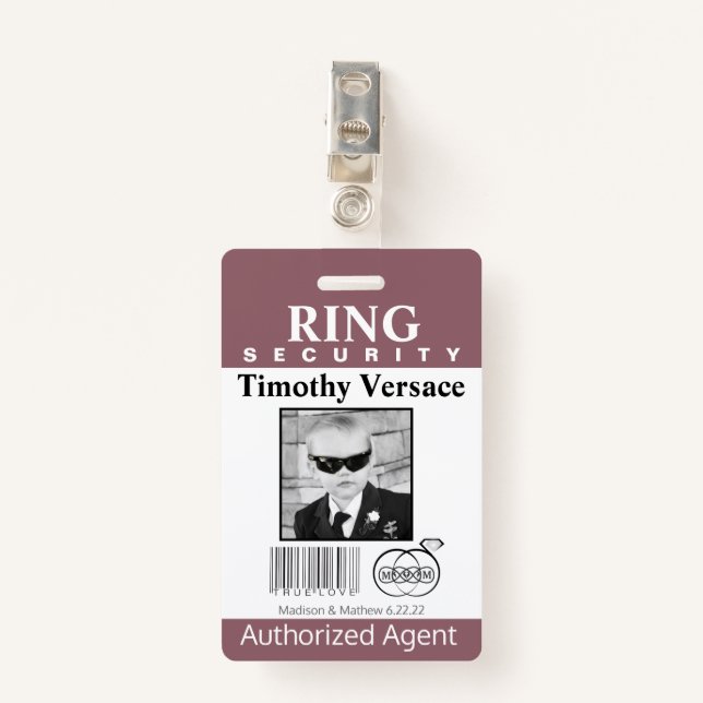 Hawthorn Rose Ring Bearer Security Abzeichen Ausweis (Vorderseite mit Klammer)