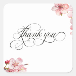 Hawthorne Calligraphy Thank You Quadratischer Aufkleber