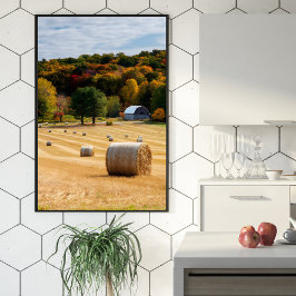 Hay Bales im Herbst Poster